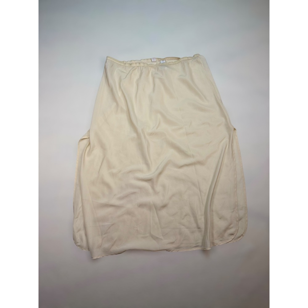 Vintage Lady Lynne Cream Half Slip Midi Skirt Side Slit Lingerie Medium 27‎ Inch